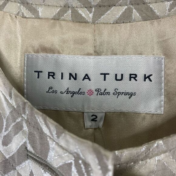Trina Turk 2 Evening Jacket Duster Silver Gold Evening NYE Easter Fits XS S - Picture 10 of 10